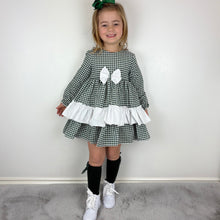 Load image into Gallery viewer, Ceyber Girls Bottle Green Gingham Dress