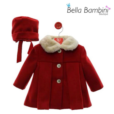 Del Sur Girls Woollen Red Coat Set