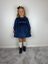 Load image into Gallery viewer, Dulce De Fresa Navy Velvet Dress