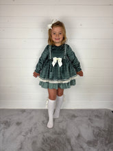 Load image into Gallery viewer, Ceyber Green Check Velvet Dress
