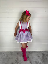 Load image into Gallery viewer, Ceyber Girls Lilac Cherry Double Bow Dress