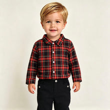 Load image into Gallery viewer, Rapife Boys Red &amp; Navy Tartan Two Piece Set