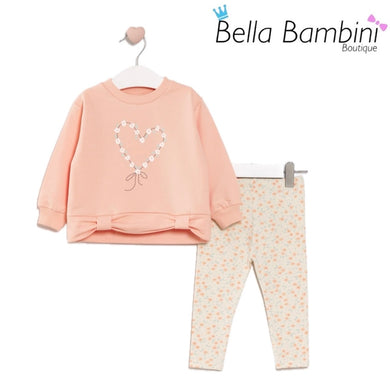 Peach Floral Legging Set 1Y-4Y