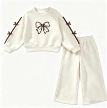 Load image into Gallery viewer, Giorgio Bambini Cream Bow Flare Lounge Set