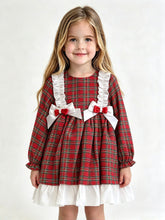 Load image into Gallery viewer, Ceyber Girls Red Tartan Double Bow Dress