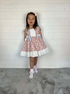 Ceyber Girls Pink Swirls Double Bow Dress