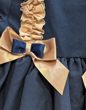 Load image into Gallery viewer, Ceyber Girls Navy &amp; Tan Double Bow Dress