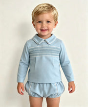 Load image into Gallery viewer, Amore Boys Blue Smock Jam Set