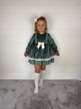 Load image into Gallery viewer, Ceyber Green Check Velvet Dress