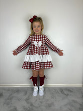 Load image into Gallery viewer, Ceyber Girls Burgundy Gingham Dress