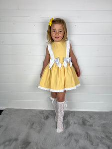 Ceyber Girls Yellow Double Bow Dress