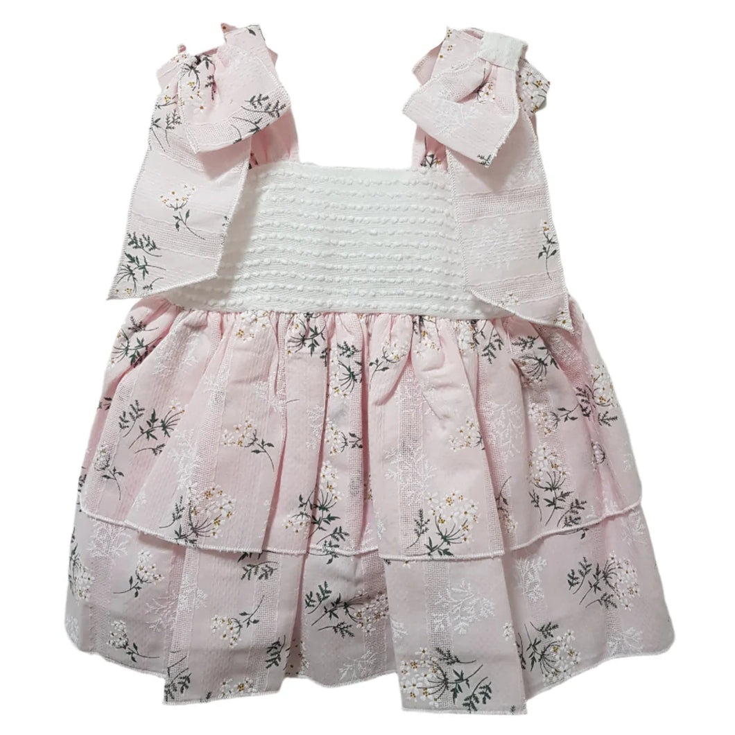 Ceyber Girls Pink Floral Bow Shoulder Dress