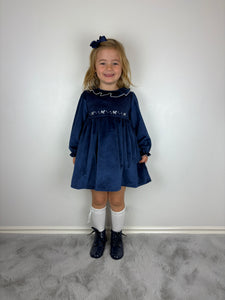 Dulce De Fresa Navy Velvet Dress