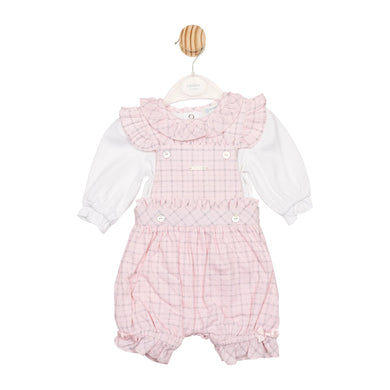 Mintini Baby Girls Pink and Grey Romper Set