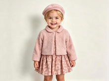 Load image into Gallery viewer, Willow &amp; Whistle Girls Pink Boucle Fur Jacket 3 Piece Dress Set