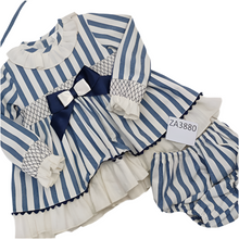 Load image into Gallery viewer, Ceyber Baby Girls Navy Stripe Dress