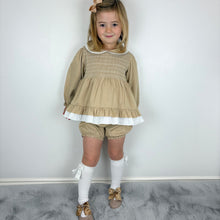 Load image into Gallery viewer, Mabini Girls Beige Bloomer Dress Smock