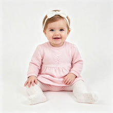 Load image into Gallery viewer, Pure &amp; Soft Baby Girls Quilted Dress &amp; Tights Set