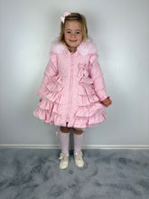 Load image into Gallery viewer, Wee Me Pink Ruffle Bow Front Coat