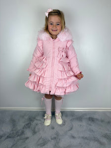 Wee Me Pink Ruffle Bow Front Coat