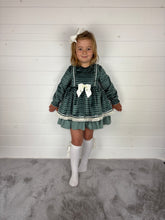 Load image into Gallery viewer, Ceyber Green Check Velvet Dress