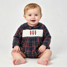 Load image into Gallery viewer, Beau Kid Baby Boys Navy Tartan Solider Romper