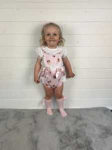 Ceyber Baby Girls Pink Teddy Romper