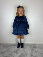 Load image into Gallery viewer, Dulce De Fresa Navy Velvet Dress