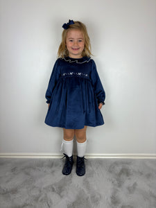 Dulce De Fresa Navy Velvet Dress