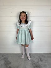 Load image into Gallery viewer, Ceyber Girls Mint Smocked Frill Collar Dress