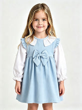 Load image into Gallery viewer, PRE ORDER Rapife Girls Blue Bow Cord Dress