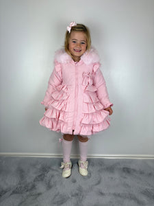 Wee Me Pink Ruffle Bow Front Coat