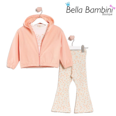 Peach Floral Jacket Legging Set 1Y-4Y