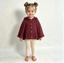 Load image into Gallery viewer, Lily &amp; Jack Girls Plum Knitted Hooded Poncho &amp; Leggings