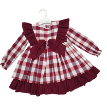 Load image into Gallery viewer, Ceyber Older Girls Burgundy Check Dress