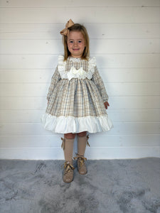 Ceyber Girls Tan Check Dress