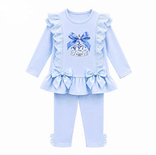Load image into Gallery viewer, Giorgio Bambini Older Girls Blue Frill Carousel Legging Set