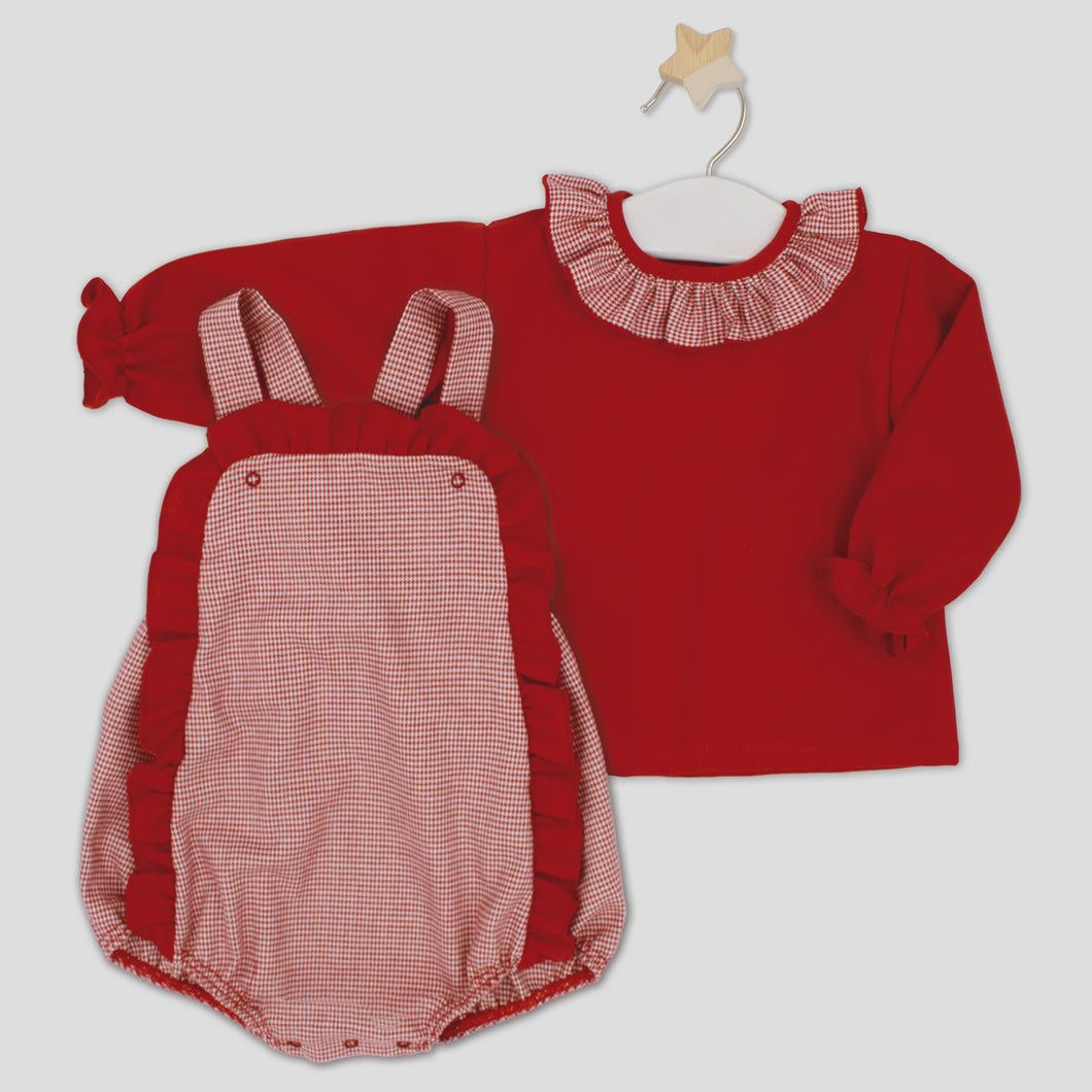 Rapife Baby Girls Burgundy Romper Set