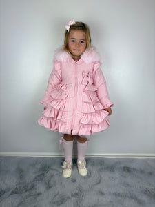 Wee Me Pink Ruffle Bow Front Coat