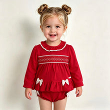 Load image into Gallery viewer, Amore Girls Red Smock Frill Jam Set