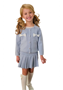 Beau Kids Older Girl Baby Blue Knit Skirt Set