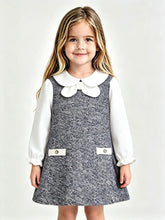 Load image into Gallery viewer, Mayoral Older Girls Navy Tweed-Knit Dress