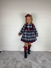 Load image into Gallery viewer, Ceyber Girls Double Bow Red and Navy Dress