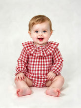 Load image into Gallery viewer, Ceyber Baby Girls Red Glitter Gingham Romper