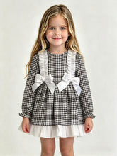 Load image into Gallery viewer, Ceyber Girls Black &amp; White Gingham Double Bow Dress