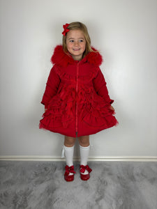 Wee Me Red Ruffle Coat