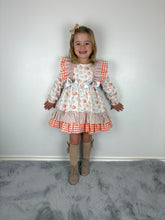 Load image into Gallery viewer, Ceyber Tan and Orange Pumpkin Print Dress