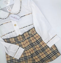 Load image into Gallery viewer, Mabini Boys Beige Check Smock Set