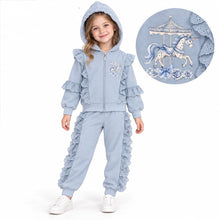 Load image into Gallery viewer, Giorgio Bambini Older Girls Blue Frill Carousel Lounge Set