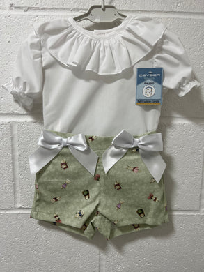 Ceyber Girls Mint Animal Print Short Set